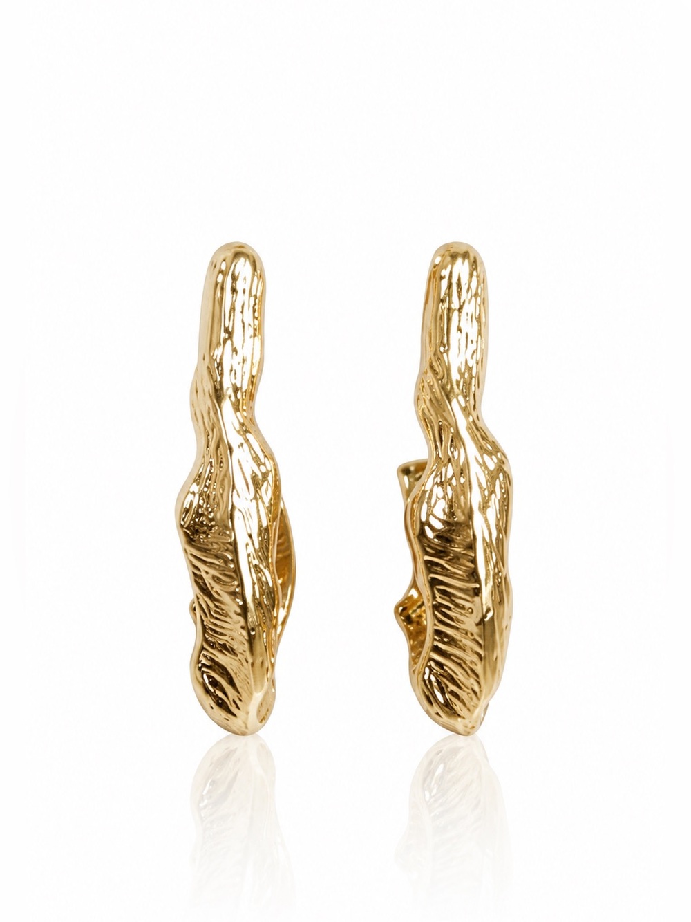 Gold Curve Earrings  with Pearl Accent